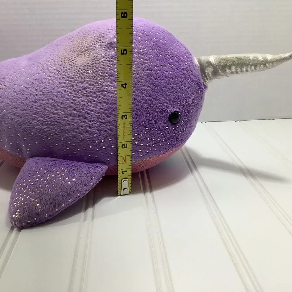 Aurora 16” Plush Narwhal WHALE Purple Gold Glitter Stuffed Animal
